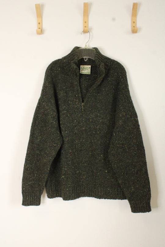 Aran Woolen Mills Quarter Zip Wool Sweater | L