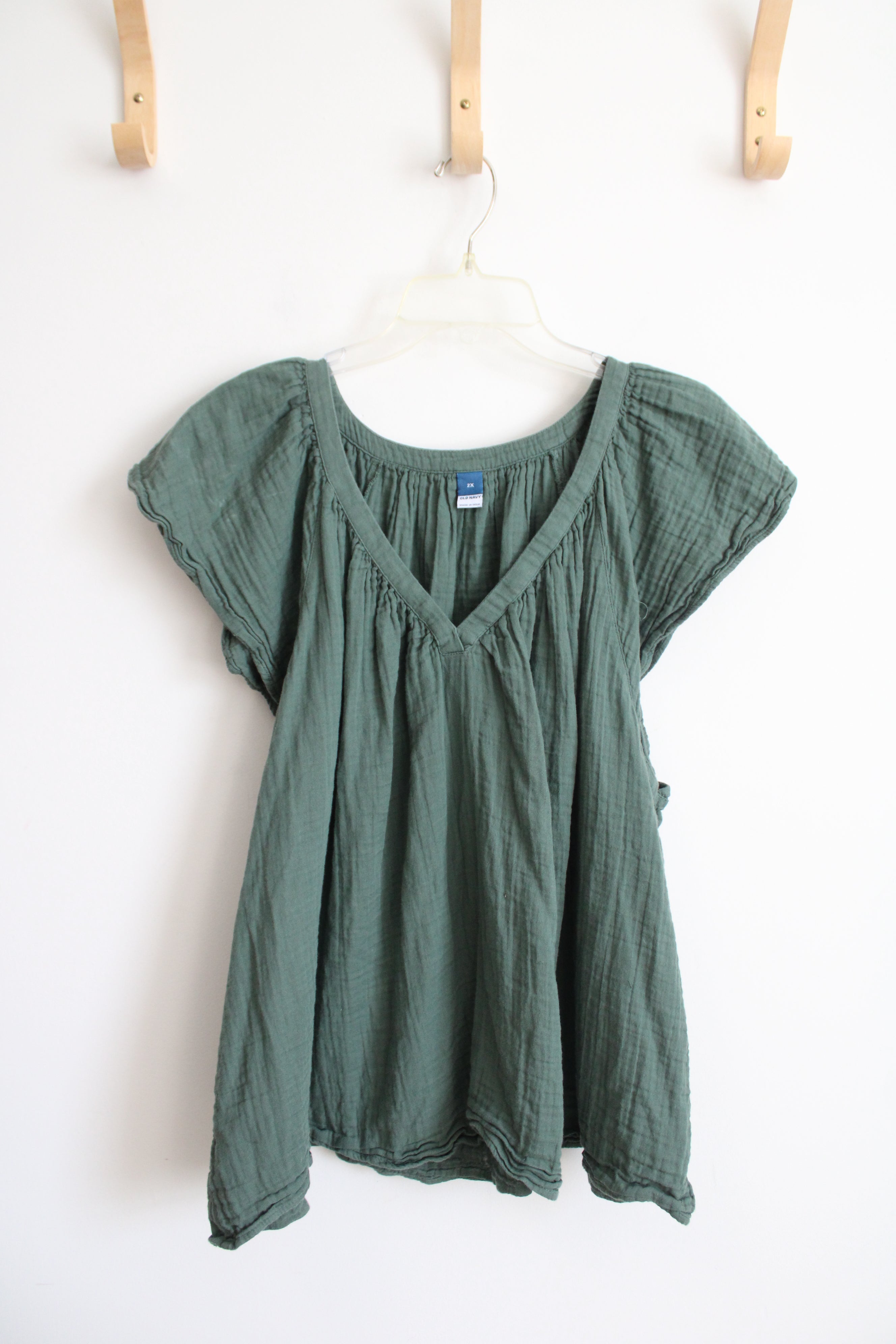 Old Navy Green Muslin Ruffle Sleeve Top | 2X