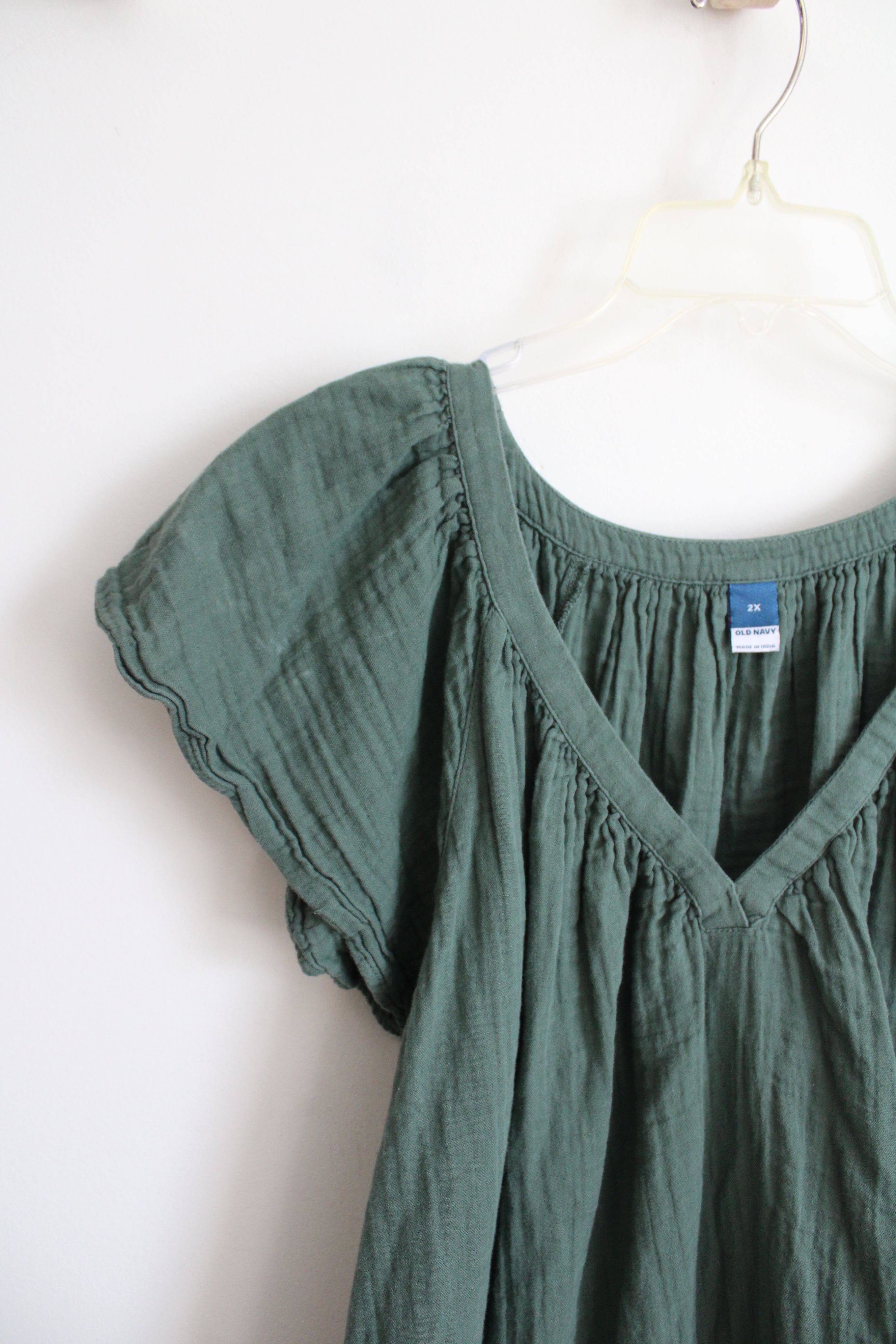 Old Navy Green Muslin Ruffle Sleeve Top | 2X