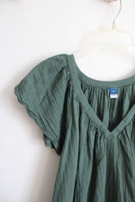 Old Navy Green Muslin Ruffle Sleeve Top | 2X