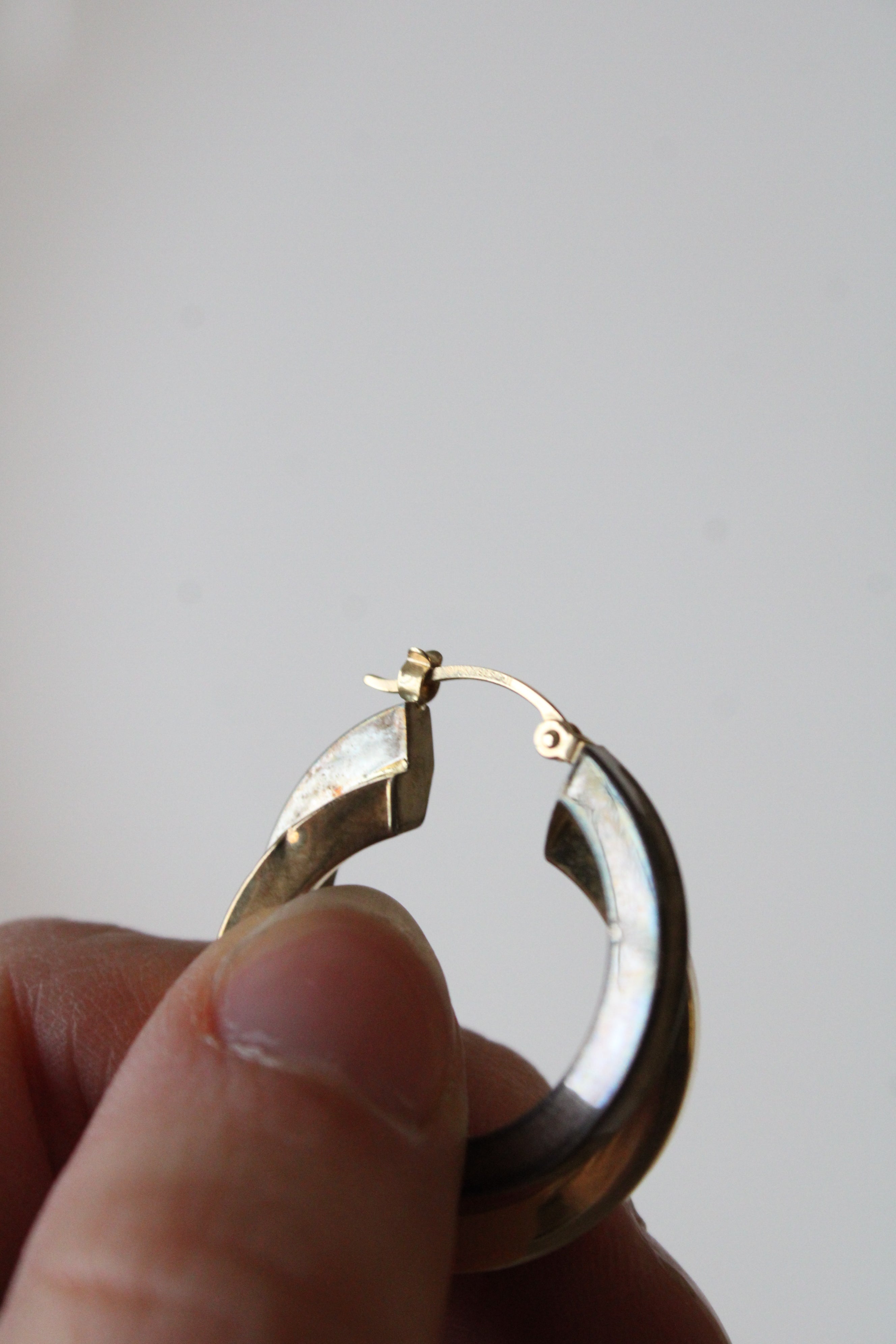 14K Yellow Gold/Sterling Silver Two-Tone Hoops Earrings