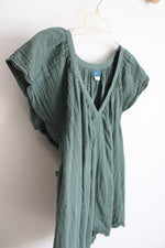 Old Navy Green Muslin Ruffle Sleeve Top | 2X