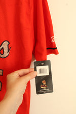 NEW Rawlings #5 Orange Bombers Short Sleeve Button Down Jersey | L