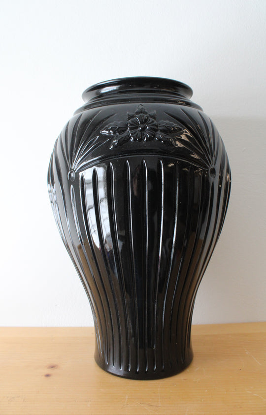 Vintage Anchor Hocking Black Vase | 16"