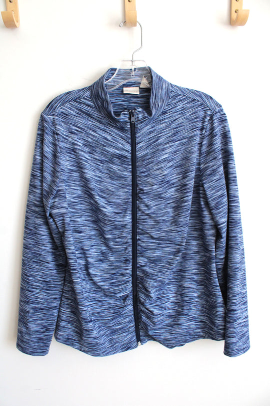 Zenerge by Chico's Blue Heathered Full Zip Long Sleeve Jacket | 2