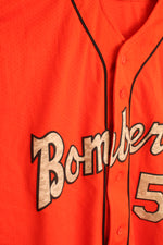 NEW Rawlings #5 Orange Bombers Short Sleeve Button Down Jersey | L