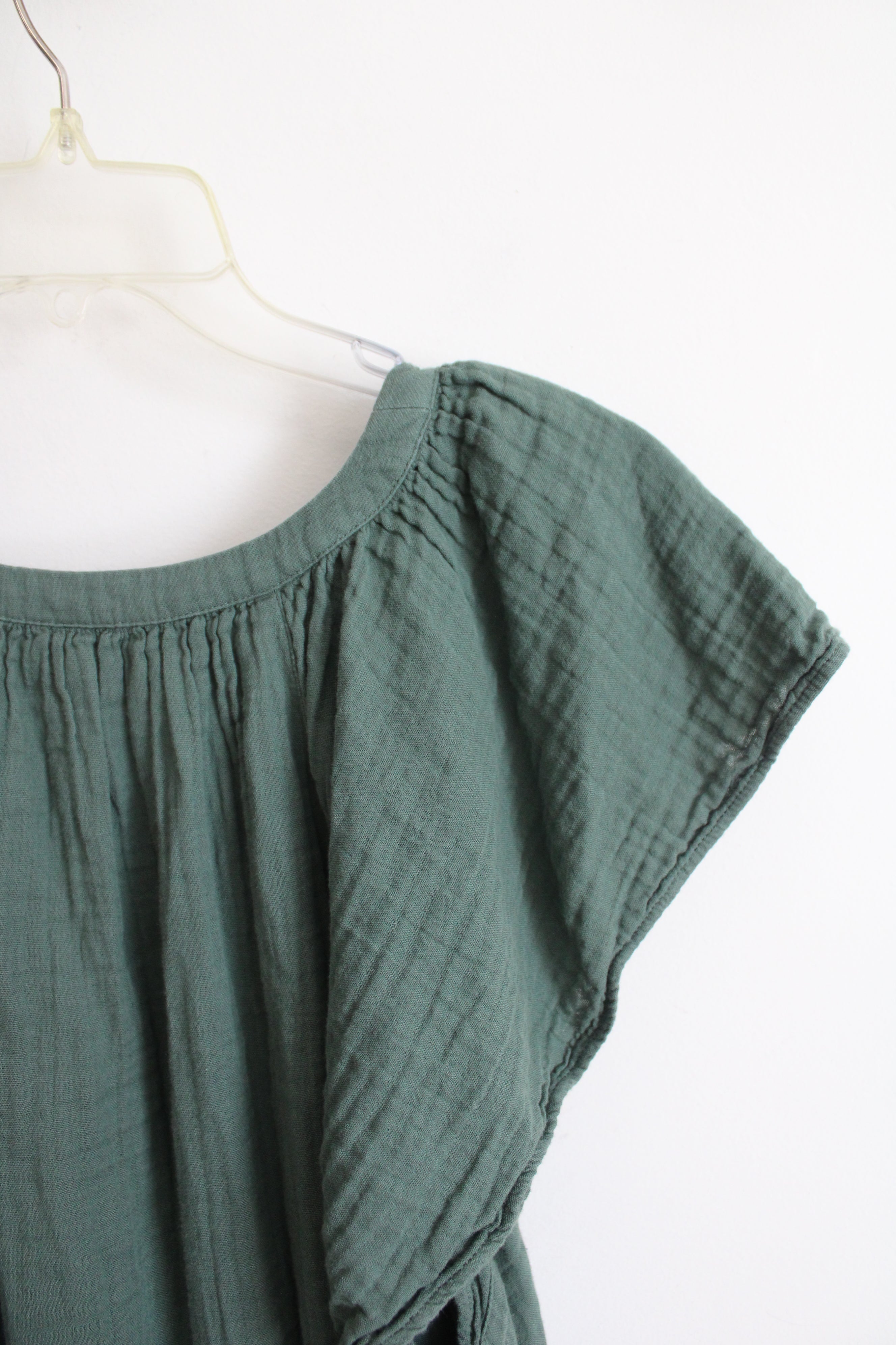 Old Navy Green Muslin Ruffle Sleeve Top | 2X