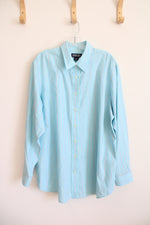 Lands' End Blue Red & Green Striped Button Down Shirt | 22W