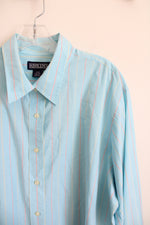 Lands' End Blue Red & Green Striped Button Down Shirt | 22W