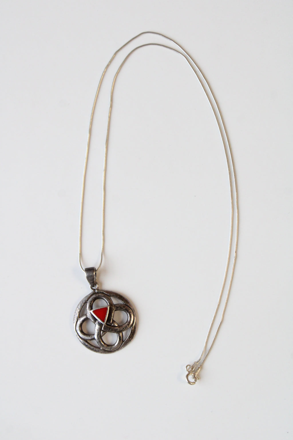 Gothic Symbol Red Turquoise Sterling Silver Pendant Necklace