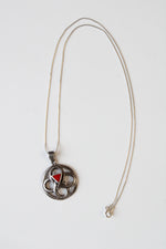 Gothic Symbol Red Turquoise Sterling Silver Pendant Necklace