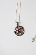 Gothic Symbol Red Turquoise Sterling Silver Pendant Necklace