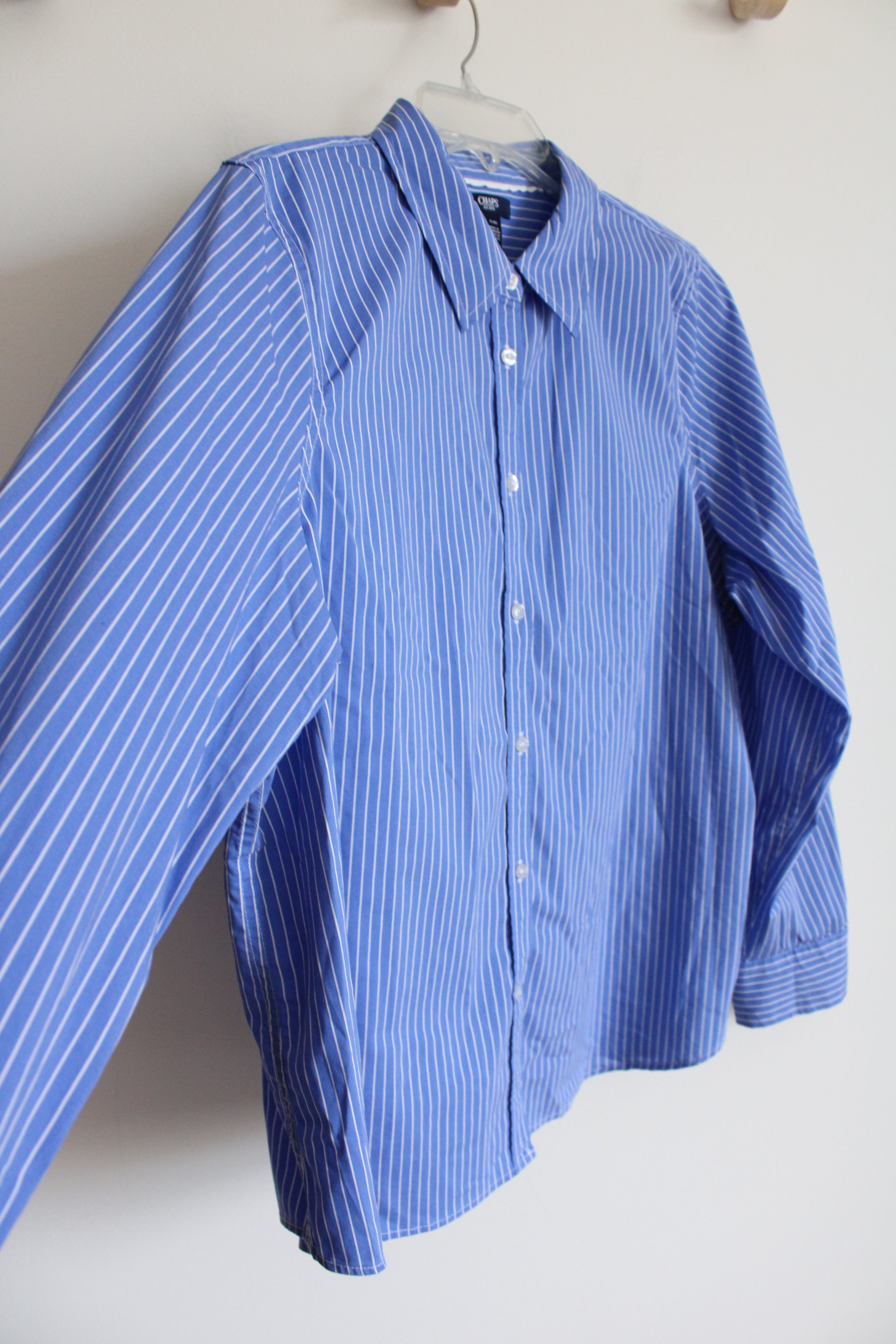 Chaps Blue White Striped Button Down Shirt | XL