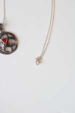 Gothic Symbol Red Turquoise Sterling Silver Pendant Necklace