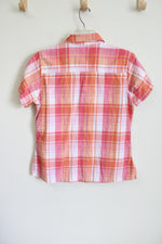 Dressbarn Pink Orange Plaid Button Down Shirt | L