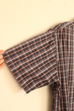 Izod Blue and Red Cotton Plaid SS Button Down Shirt | L