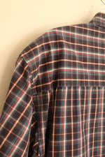 Izod Blue and Red Cotton Plaid SS Button Down Shirt | L