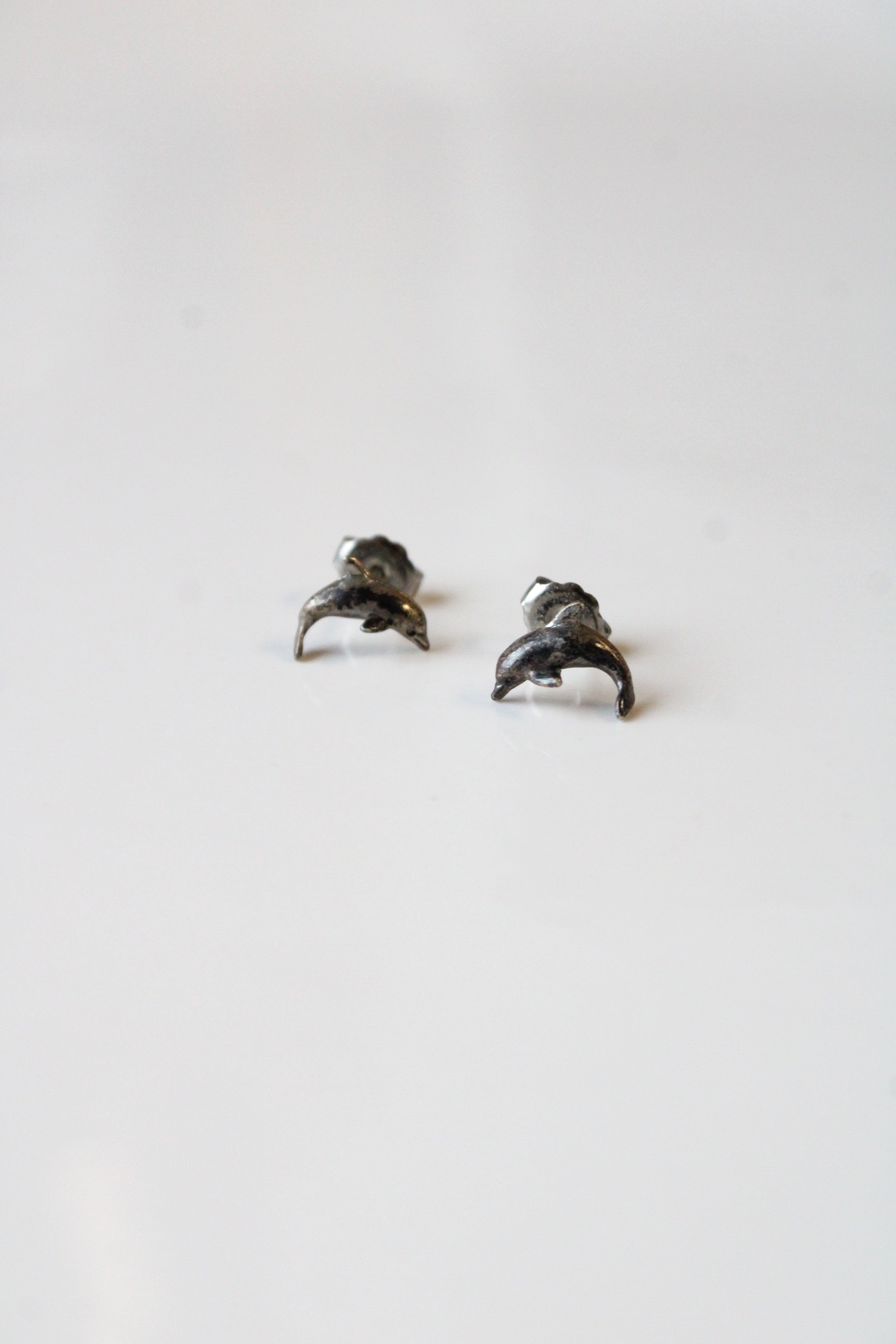 Dolphin Stud Sterling Silver Earrings