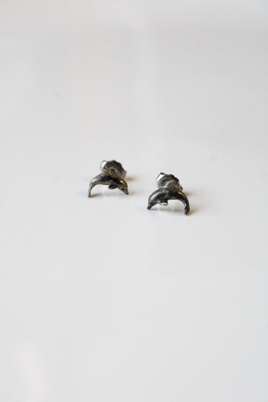 Dolphin Stud Sterling Silver Earrings