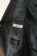 Calvin Klein Gray and Black Plaid Wool Blazer | 48