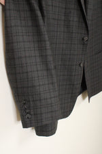 Calvin Klein Gray and Black Plaid Wool Blazer | 48