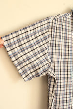 Akashi Collection White Blue and Black Plaid SS Button down Shirt | XL