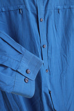Calvin Klein Cotton Royal Blue Plaid Button Down Zipper Pocket Shirt | XXL