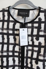NEW Lafayette 148 New York White Multi Black Patterned Light Jacket | 4 Petite