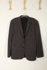 Express Extra Slim Burgundy and Gray Plaid Blazer | 38