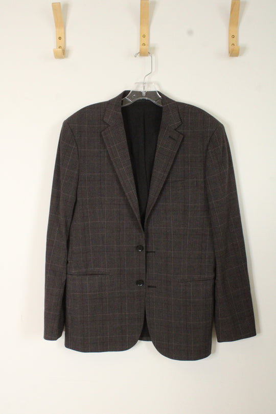 Express Extra Slim Burgundy and Gray Plaid Blazer | 38