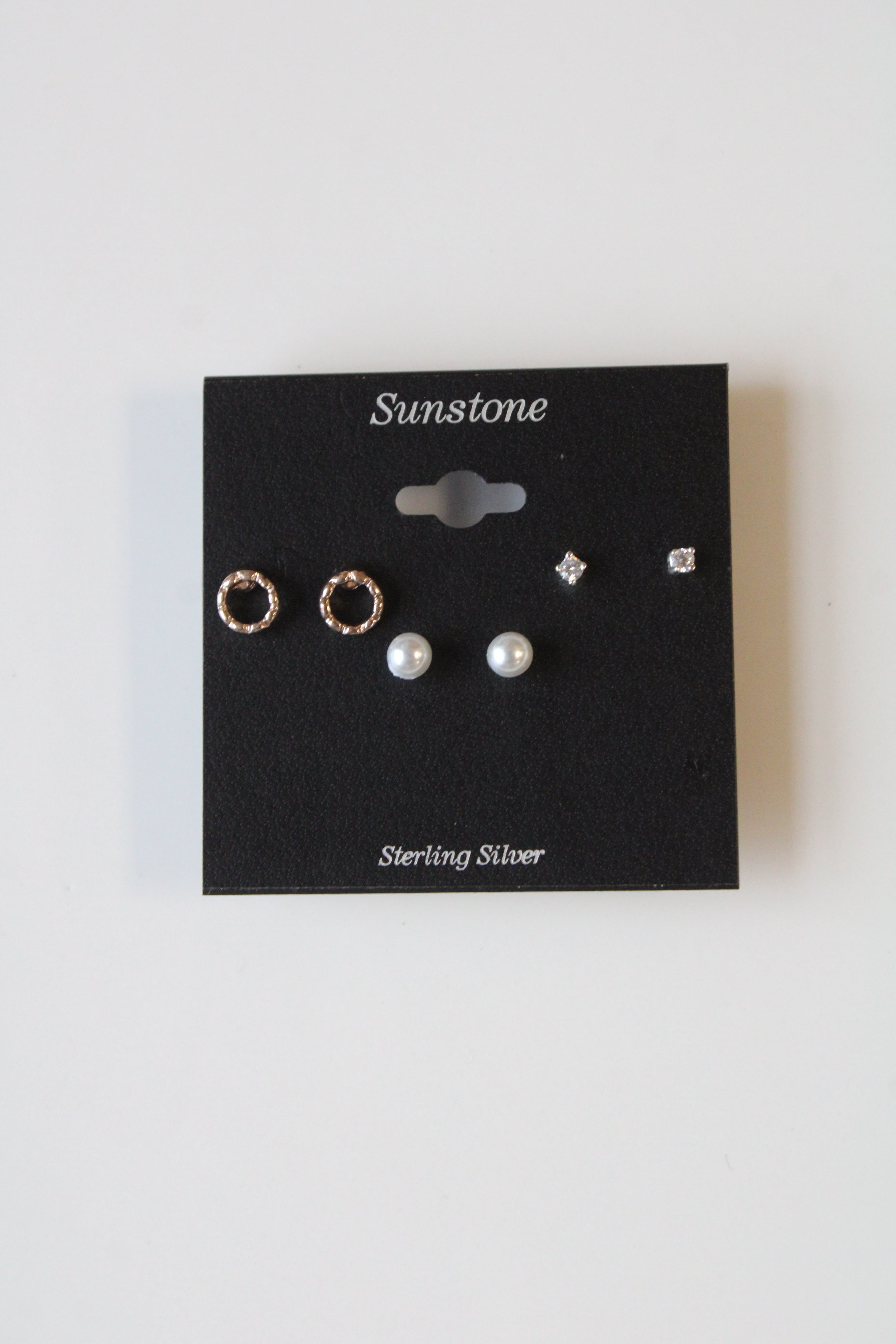 Sunstone Sterling Silver Stud Earrings | Set Of 3