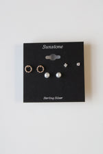 Sunstone Sterling Silver Stud Earrings | Set Of 3