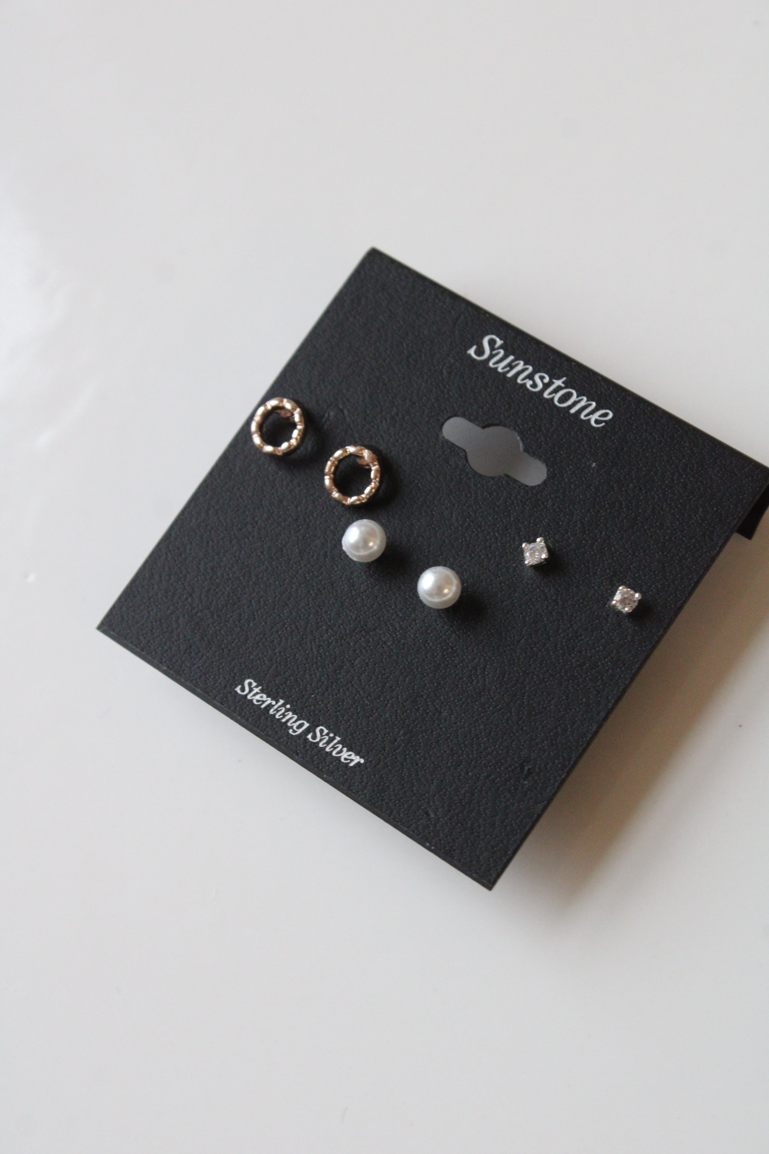 Sunstone Sterling Silver Stud Earrings | Set Of 3