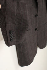 Express Extra Slim Burgundy and Gray Plaid Blazer | 38