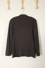 Express Extra Slim Burgundy and Gray Plaid Blazer | 38