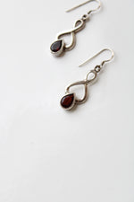 Sterling Silver Red Stone Dangle Earrings