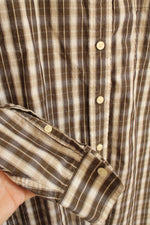 Gap Brown and Tan Plaid Cotton LS Button-down Shirt | XL