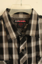 Hawk Black and Gray Plaid SS Button-down Shirt | XL