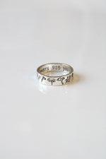 "Among The Wildflowers" Flower Etched Sterling Silver Ring | Size 10
