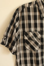 Hawk Black and Gray Plaid SS Button-down Shirt | XL