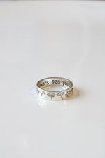"Among The Wildflowers" Flower Etched Sterling Silver Ring | Size 10