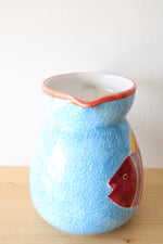 Hand Painted In Thailand Blue Fish Drink Ceramic Pitcher