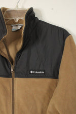 Columbia Tan and Black Fleece Zip-up Jacket | M