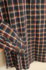 Express Blue Orange and Red Plaid LS Button-down Shirt | L