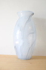 Blue Clear Swirl Hand Blown Glass Vase