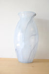 Blue Clear Swirl Hand Blown Glass Vase