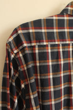 Express Blue Orange and Red Plaid LS Button-down Shirt | L