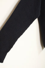 L.L. Bean Cotton Navy Blue Ribbed Crew Neck Sweater | L