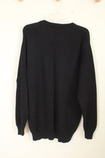 L.L. Bean Cotton Navy Blue Ribbed Crew Neck Sweater | L