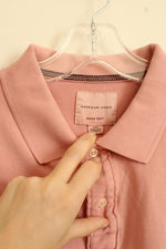 American Eagle Light Pink Cotton SS Polo Shirt | L
